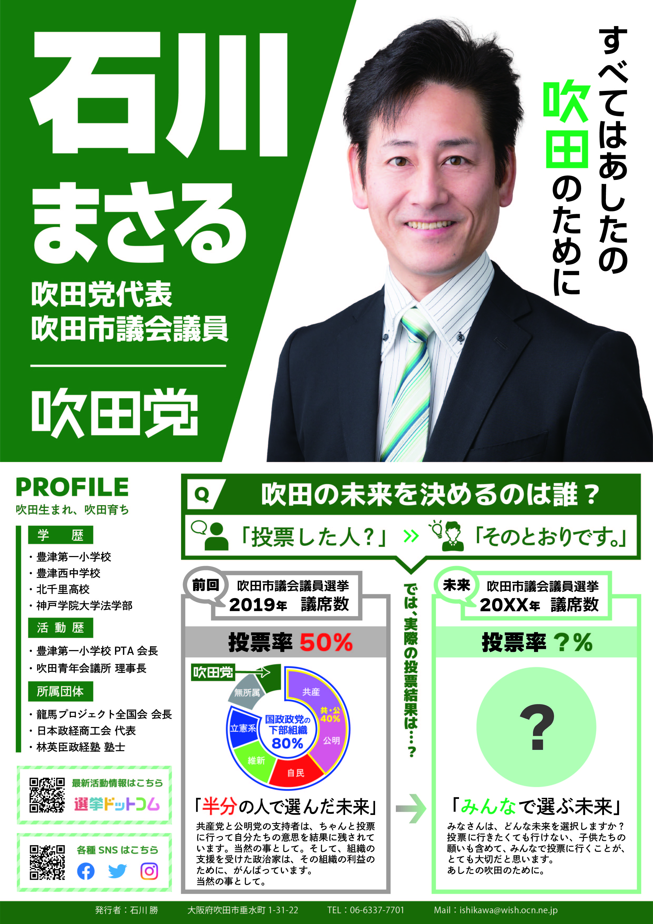 石川まさる　吹田党代表　吹田市議会議員　チラシ